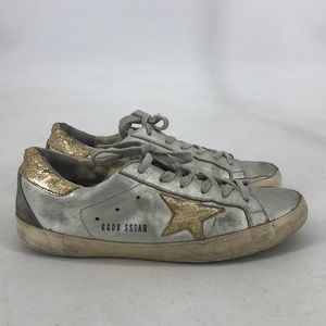 Golden goose all star silver and gold shoes